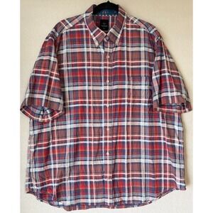 Tailorbyrd Shirt Men XXL Multicolor Plaid Short Sleeve Button Down 100% Cotton
